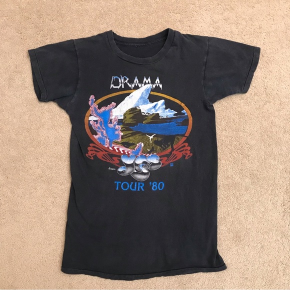 Vintage Other - Original YES Concert Band Tee Drama Tour 1980 Chicago Amphitheater Vintage Fade